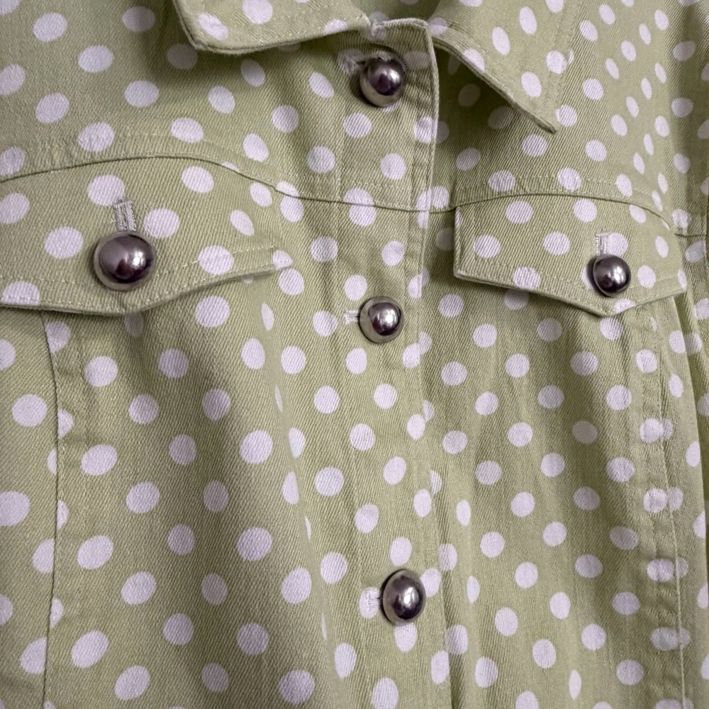 Christopher & Banks Green Polka Dot Jean Jacket - Picture 5 of 11
